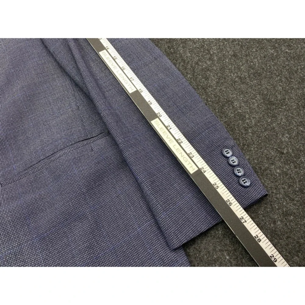 Walter Morton 2-Piece Suit Mens 48 Blue Grey Micro-Houndstooth Blazer Trousers